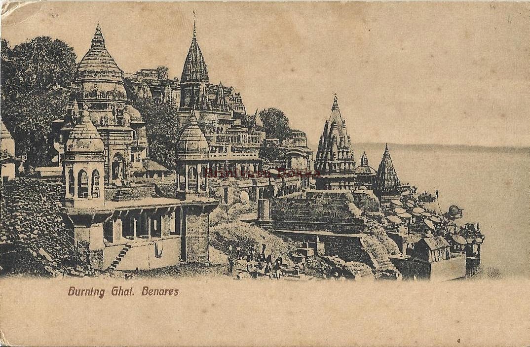 Heritage of India Burning Ghat Benares vintage postcards