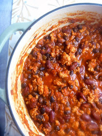 Everyone needs a basic chili recipe and this one that features ground turkey, beans, and a blend of spices will knock your socks off! - Slice of Southern