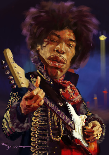 Jimmy Hendrix caricature caricatura Fede Bengoa