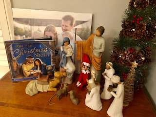 Elf on the Shelf participating in the nativity with The First Christmas Night