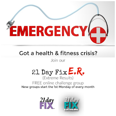 Join our FREE 21 Day Fix ER (Extreme Results) challenge. New groups start the 1st Monday of every month