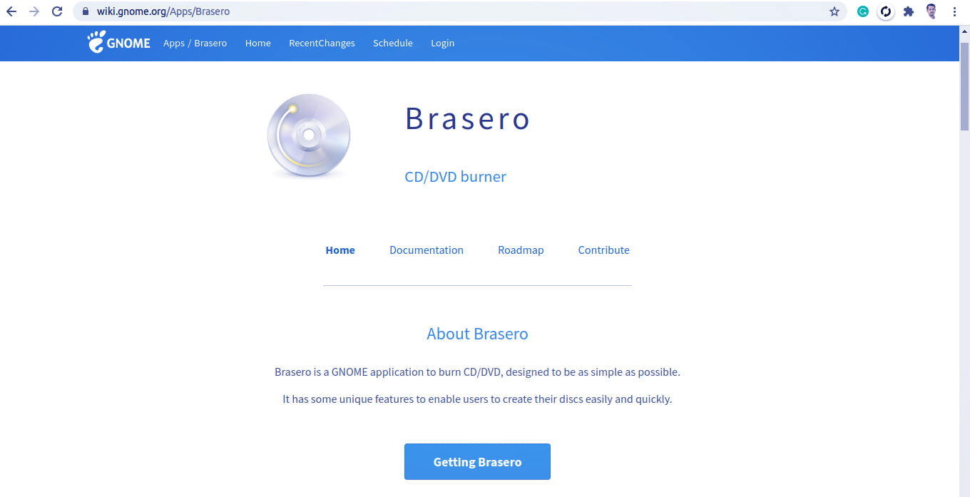 Brasero a GNOME based application to burn CD,DVD on linux based