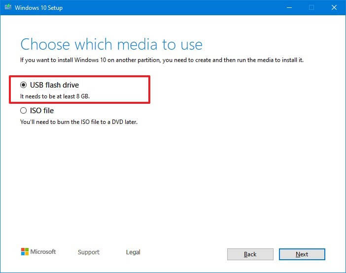 usb media creation tool windows 10 2020