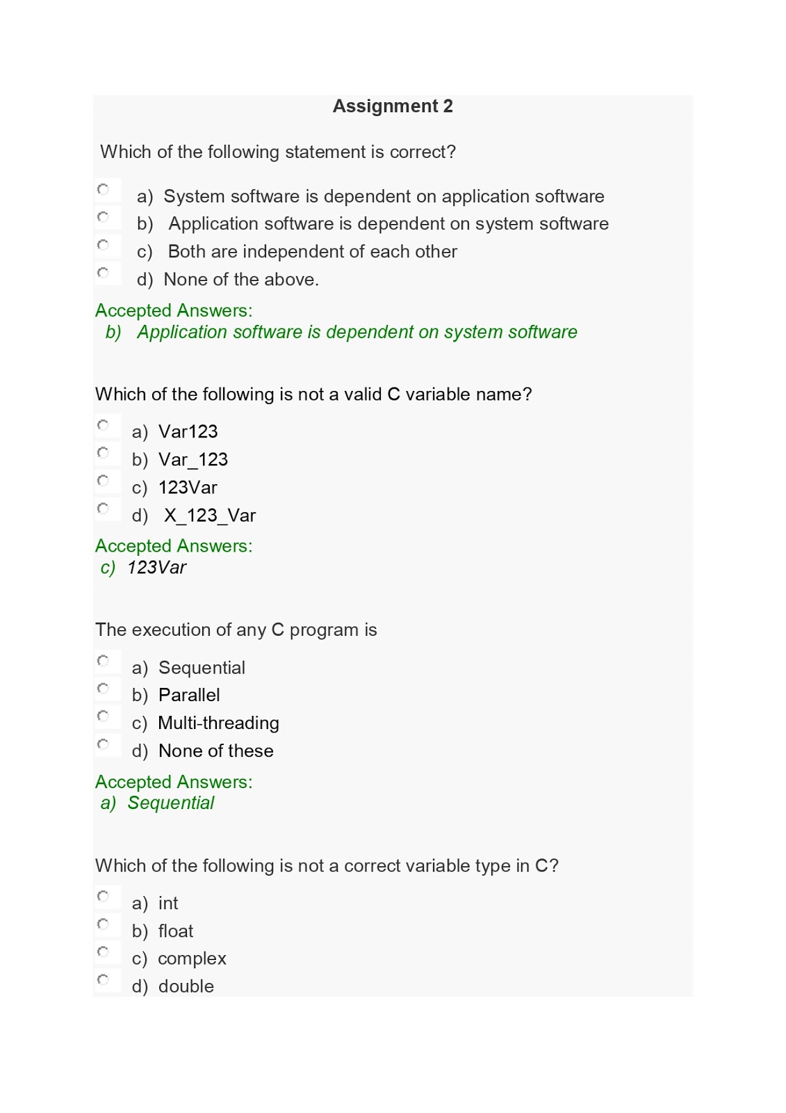 assignment for c language