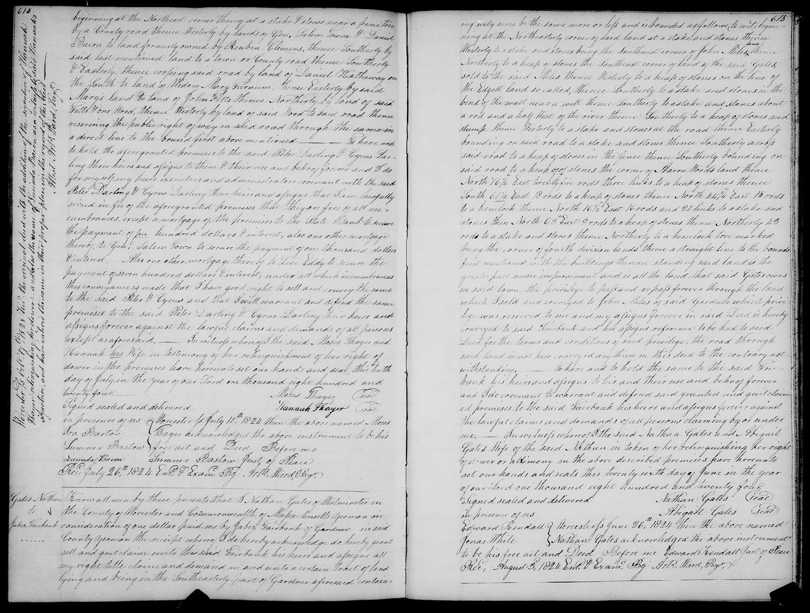 GeneaMusings Amanuensis Monday 1824 Quitclaim Deed Nathan Gates to