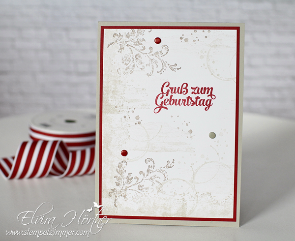 Stampin Up Timeless Textures Geburtstagskarte Geburtstagskarte in chili-saharasand
