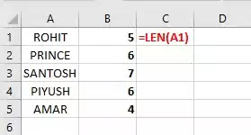 LEN function in Excel