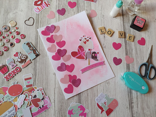 St Valentin : Tuto Carte Nuée de cœurs - Sweet talk simple stories