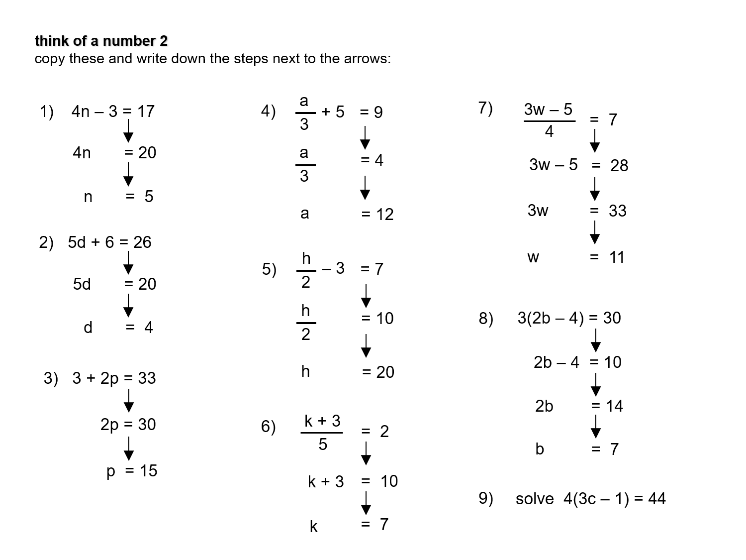 MEDIAN Don Steward mathematics teaching: linear equations sheets