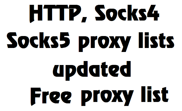 HTTP, Socks4 and Socks5 proxy lists updated Free proxy list