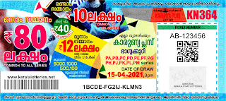Kerala Lotteries Results 15-04-2021 Karunya Plus KN-364 Lottery Result