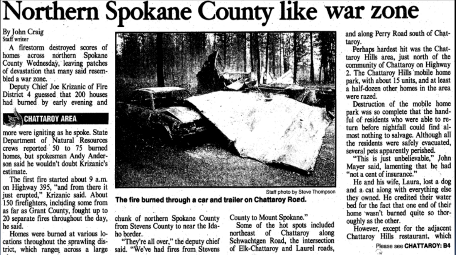 Inland Northwest Weather Blog Firestorm 1991