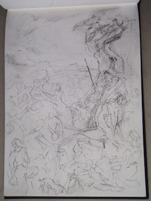 Moses stricking a rock - pencil on sketchbook