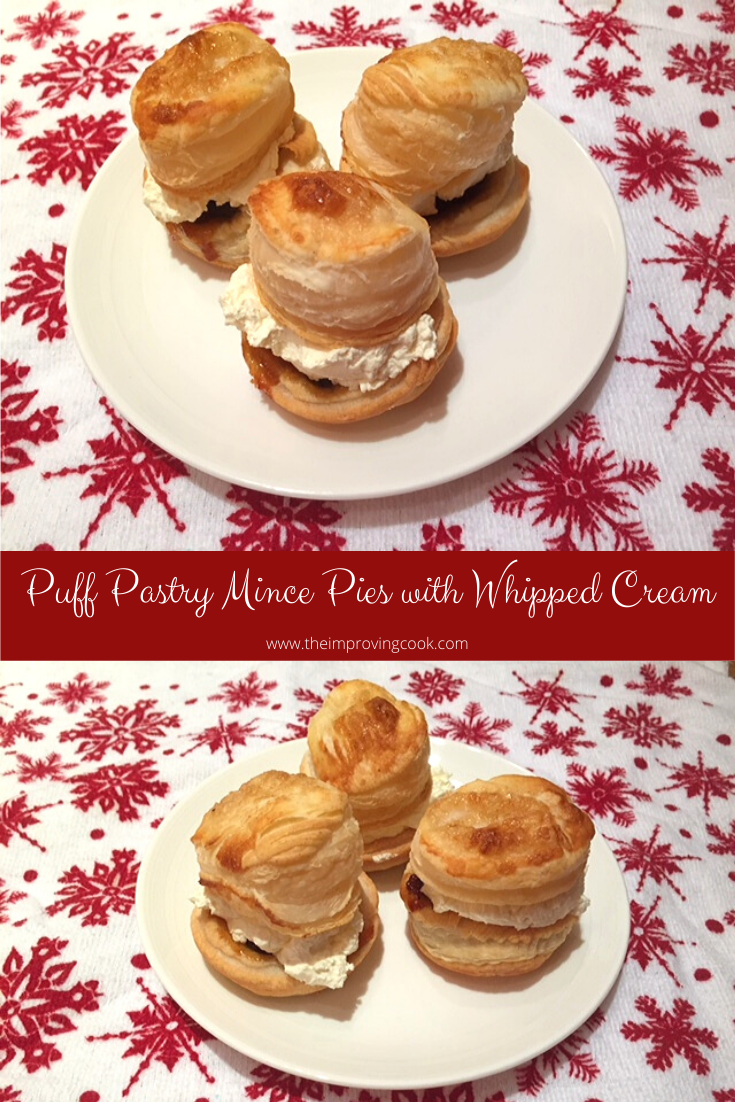 Puff Pastry Mince Pies with Whipped Cream