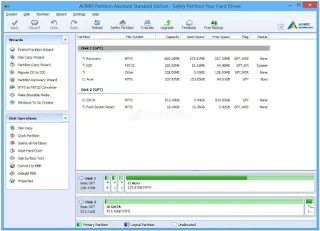 Formatting and partitioning hard disk with  AOMEI Partition Assistant 2020