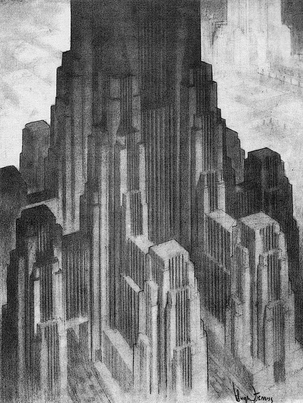 Hugh Ferriss tower a Hugh Ferriss tower or giant building
