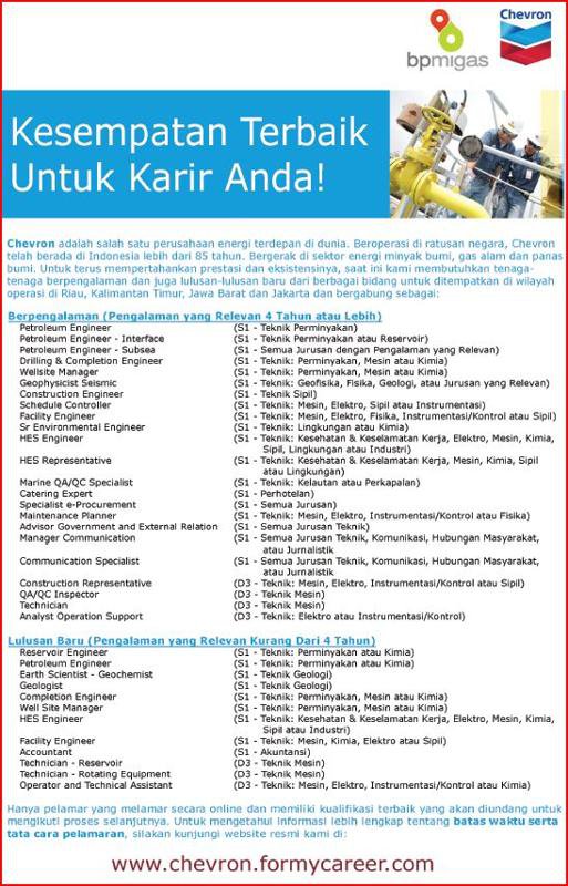Lowongan Kerja Chevron Indonesia Loker Cpns Bumn 