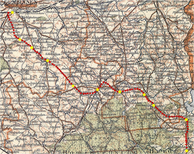 Gumbinnen—Tollmingkehmen—Szittkehmen Karte GumbinnenSzittkehmen mit