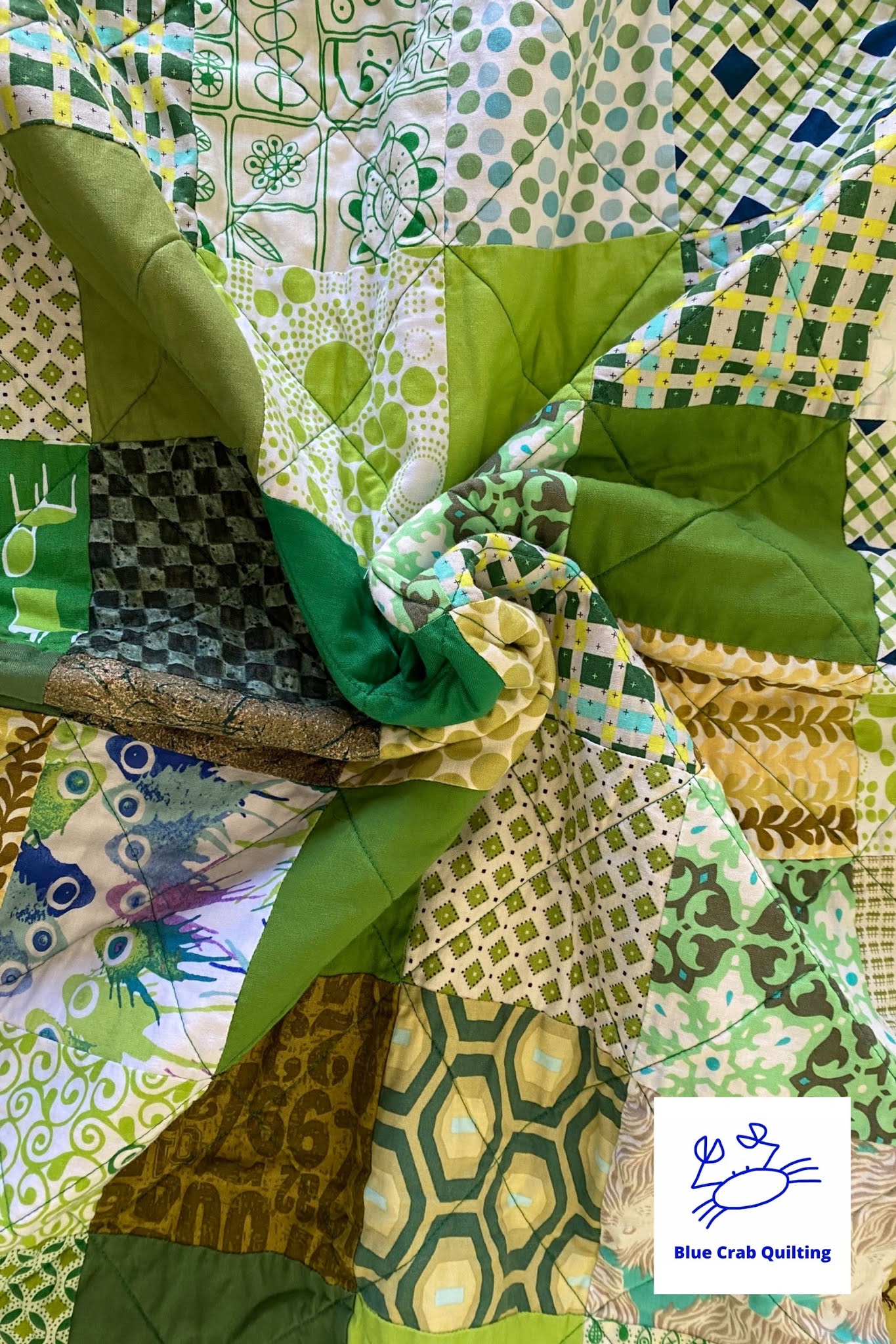 Blue Crab Quilting Why Do Quilts Cost so Much Anyway? The Green Patchwork Baby Quilt