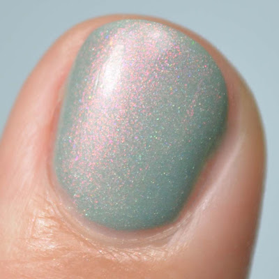 grey green shimmer nail polish swatch