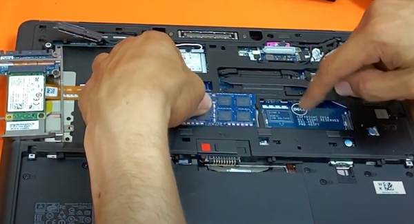 Inserting the RAM at a 45-degree angle
