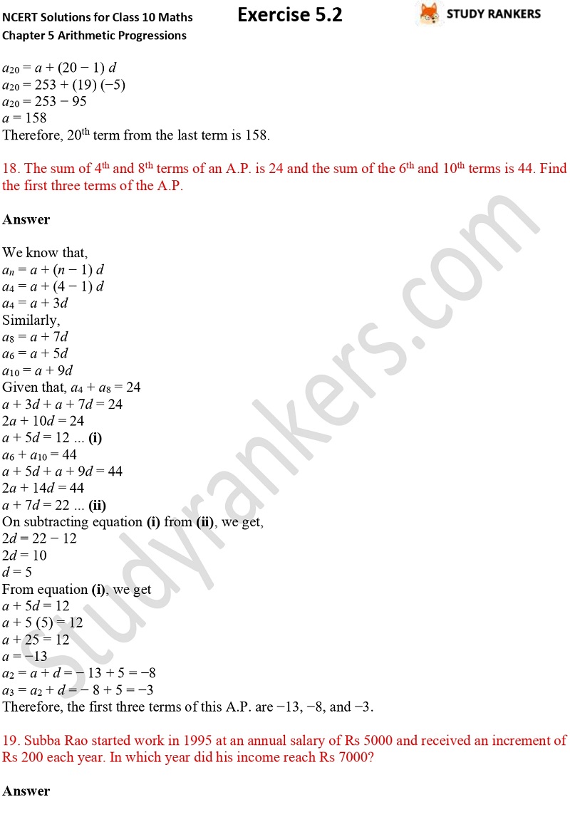 NCERT Solutions for Class 10 Maths Chapter 5 Arithmetic Progressions Exercise 5.2 Part 13