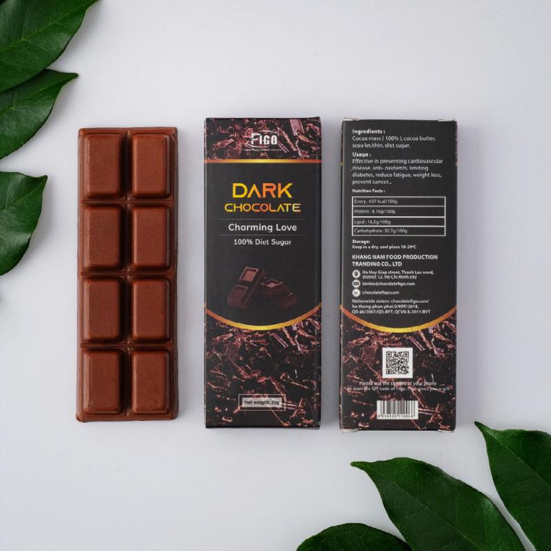 Dark Chocolate 100% Có Đường Ăn Kiêng FIGO 20g