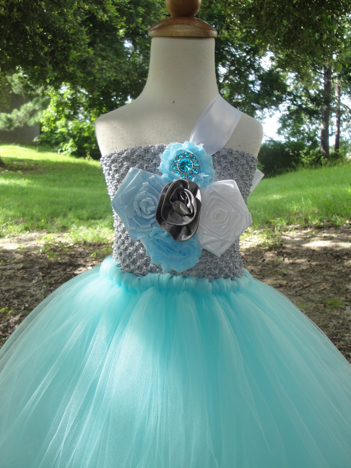 Hollywoodtutu dresses flower girl tutu dress in silver,blue and white