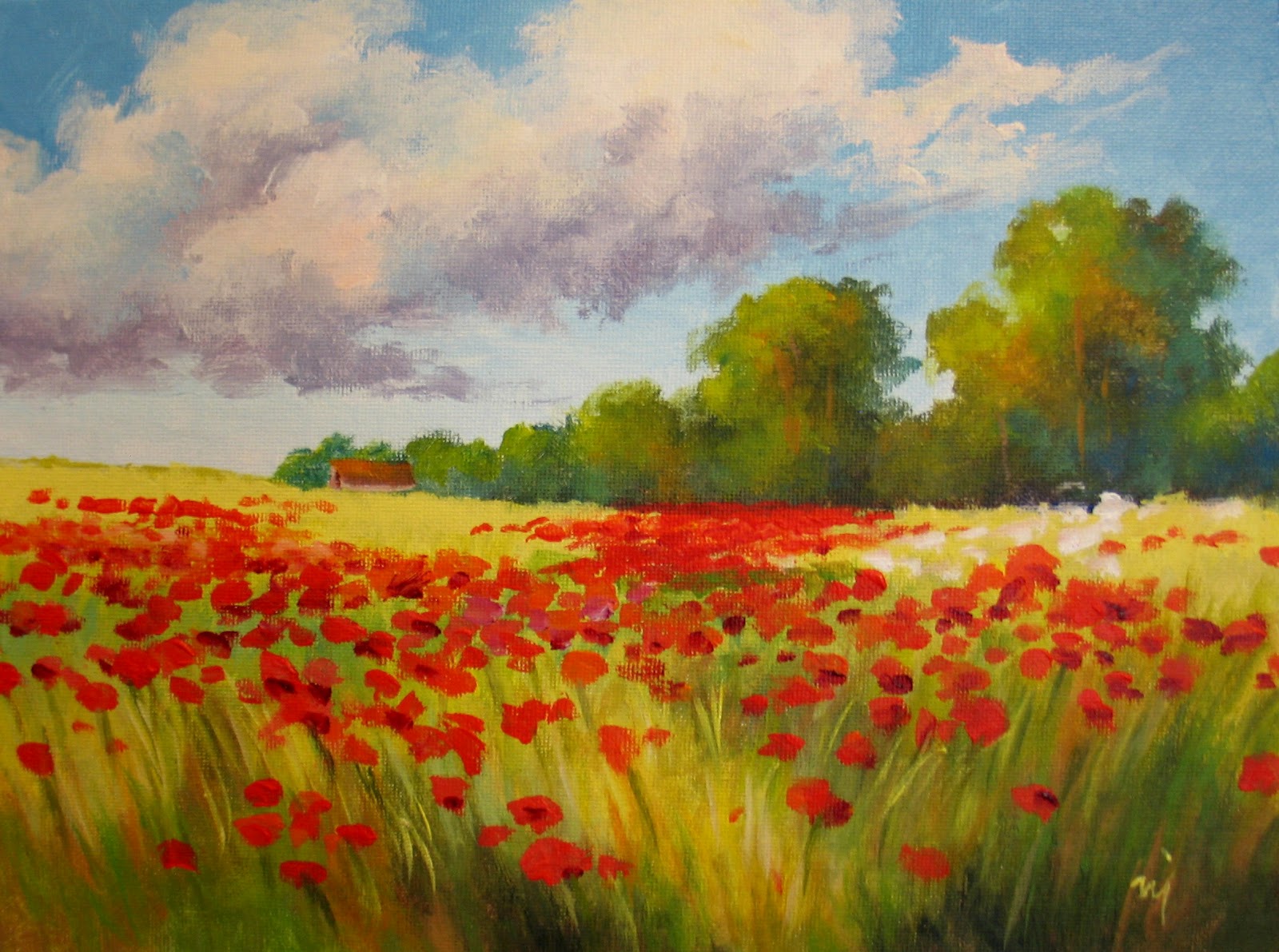 Nel's Everyday Painting Field of Poppies 1 and 2 (both SOLD)