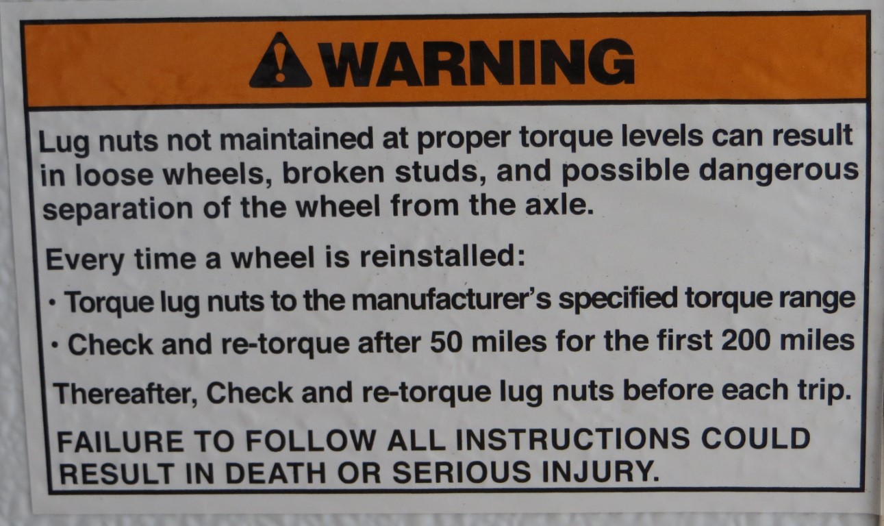 Camper Lug Nut Torque