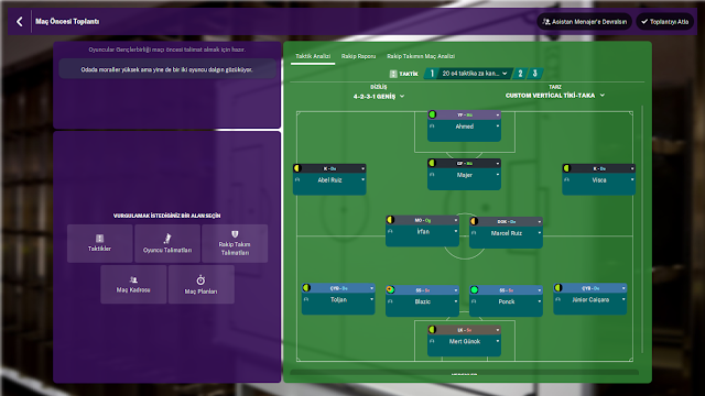 fm20 maç öncesi taktiksel toplantı