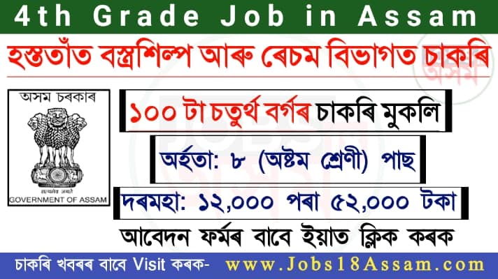 Handloom & Textiles Assam Recruitment 2021 - 100 Grade IV Jobs