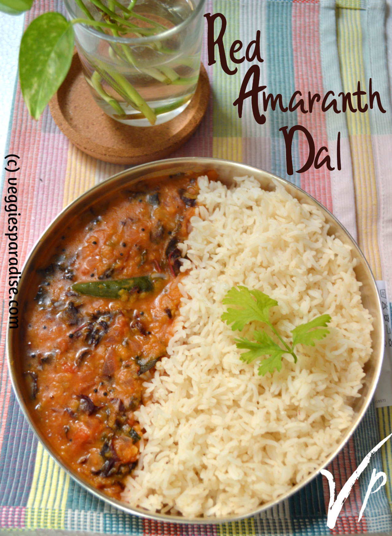 amaranth with tuvar dal