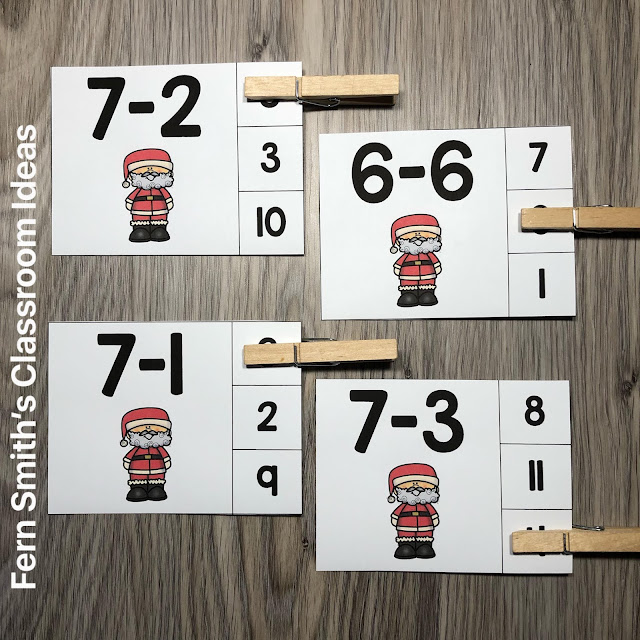 Download This December Subtraction Matching Clip Card Math Centers For Your Classroom Today!