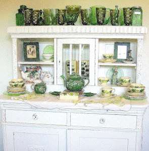 Dining Room - Old Buffet and Green Glass