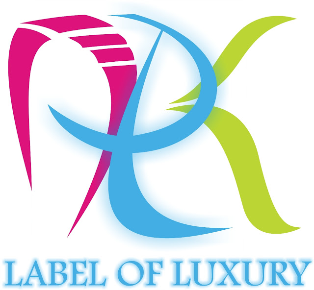 Label luxury logo design template in the name ARK in pink light blue bright green colors
