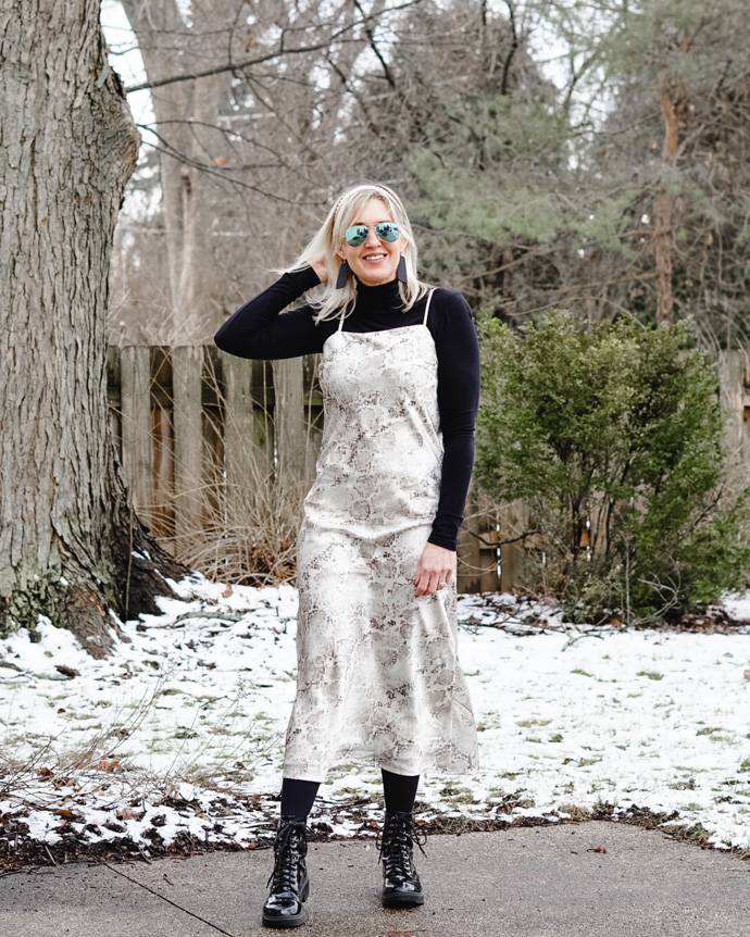 how to wear a slip dress in winter