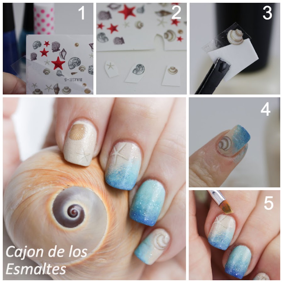 Tutorial - Summer nail art with water decals