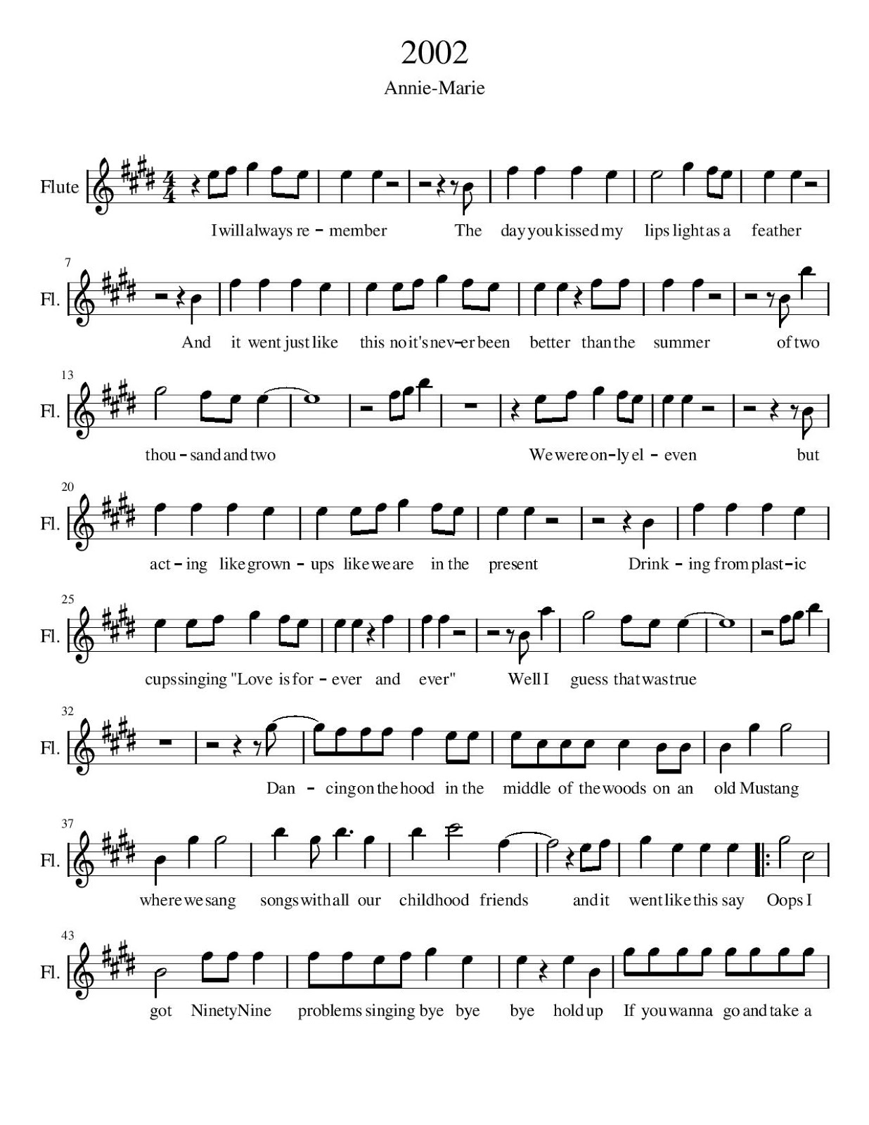 Flute Cafe 2002 by AnnieMarie (Flute Sheet Music)