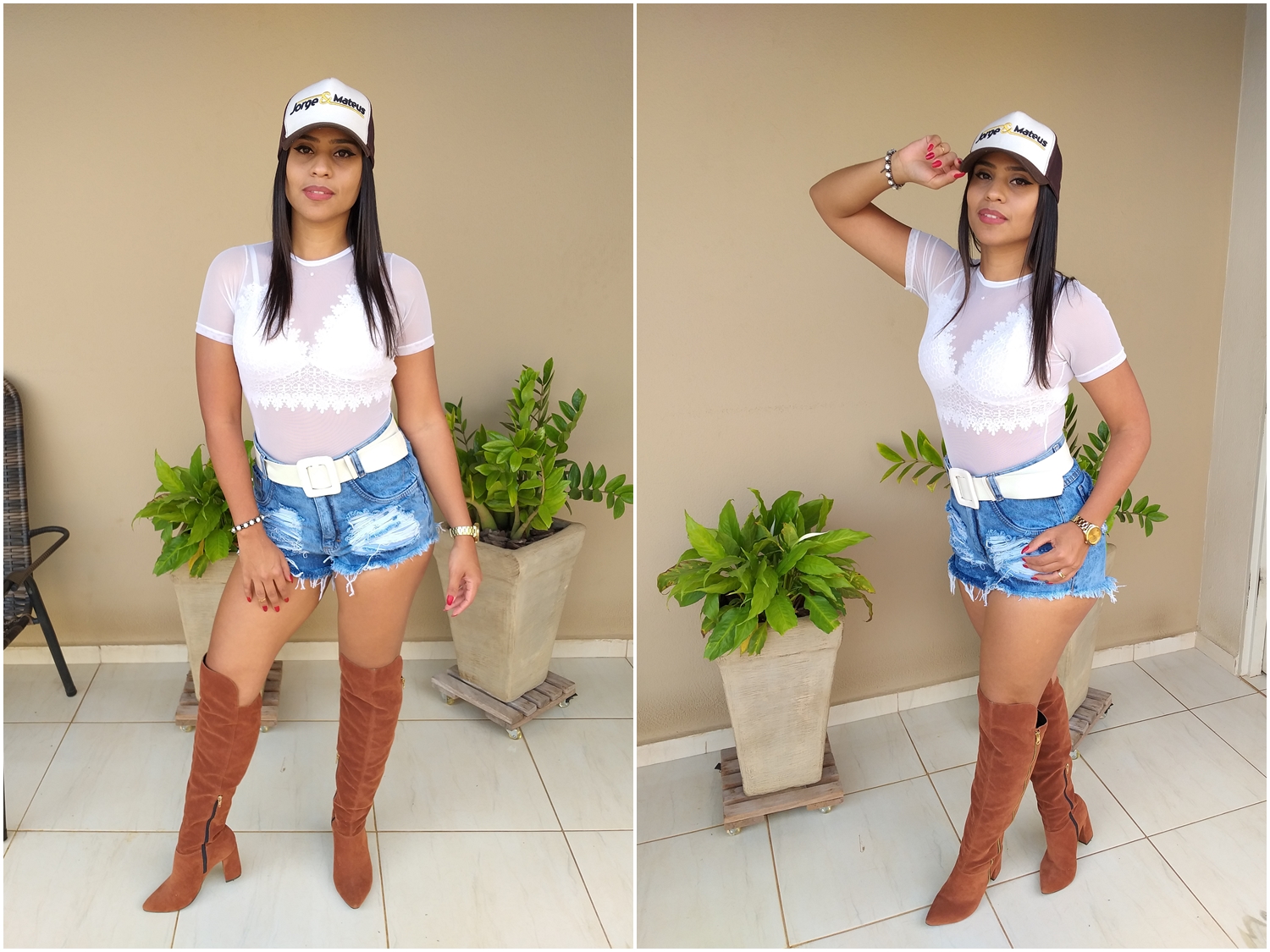 Short Jeans E Bota Look Short E Bota Cano Curto Bota Alta Com