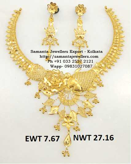 Light Weight Bengali Necklace Designs, fancy katai work bengali design, samanta jewellers designs,light weight gold necklace choker gift purpose wedding