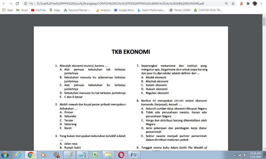 Contoh soal tes P3K ekonomi dan Kunci Jawaban Contoh soal tes P3K ekonomi dan Kunci Jawaban