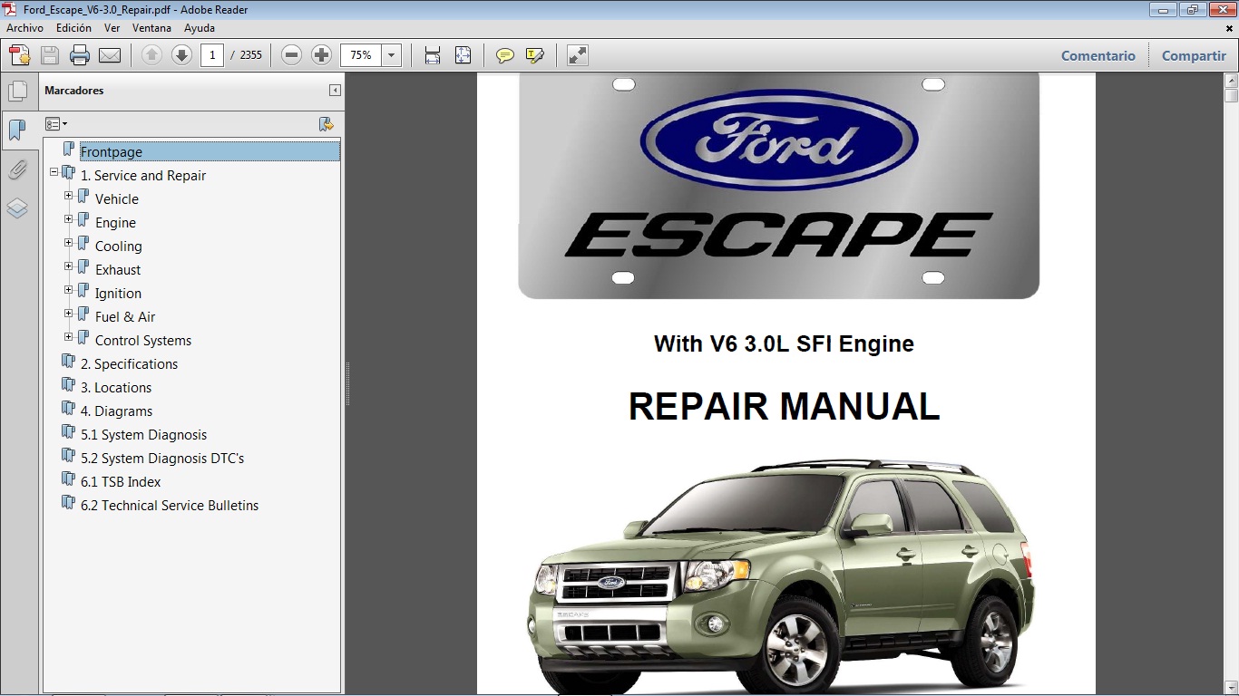 Manuales de Taller de FORD: FORD ESCAPE 2008-2012 con motor V6 3.0L