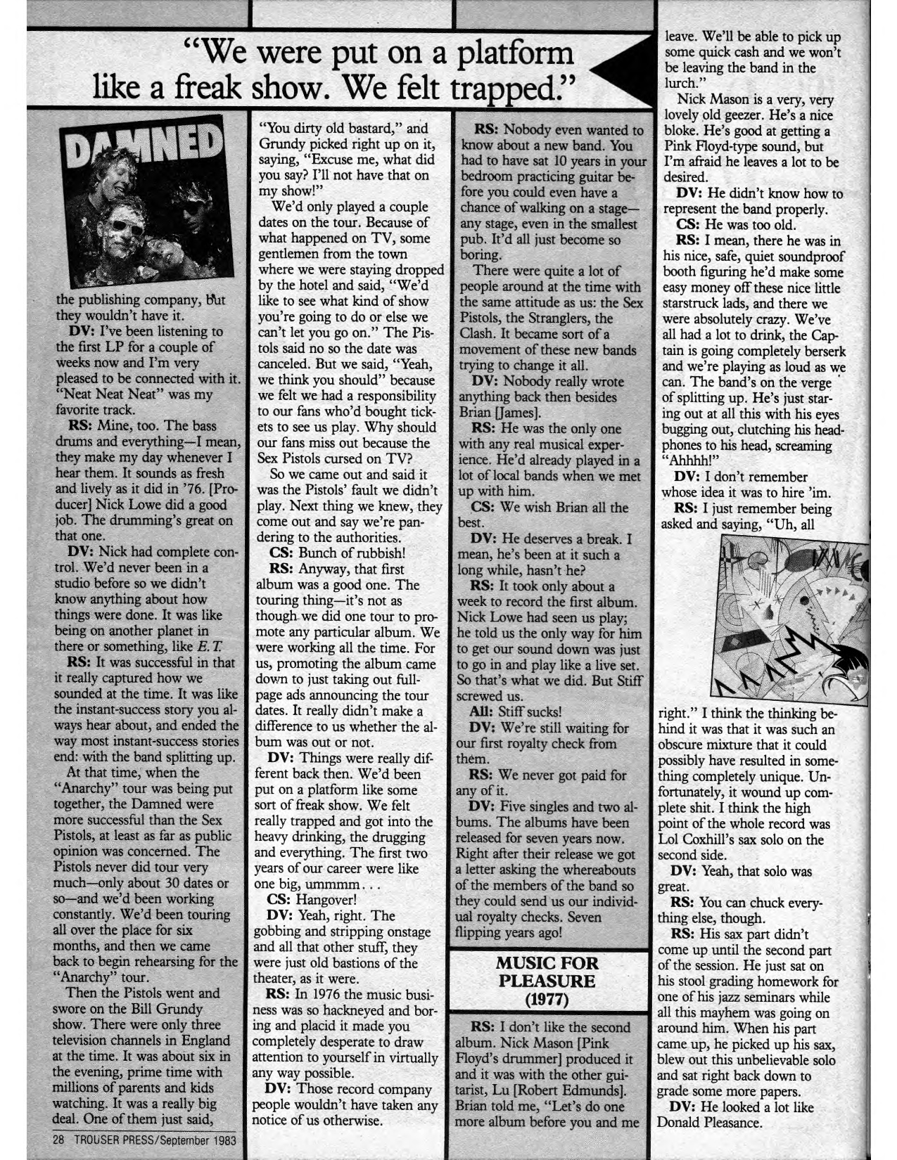 Top Of The Pop Culture 80s The Damned Trouser Press 1983