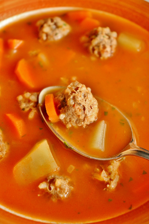 Mission Food Meatball Soup with Potatoes and Carrots