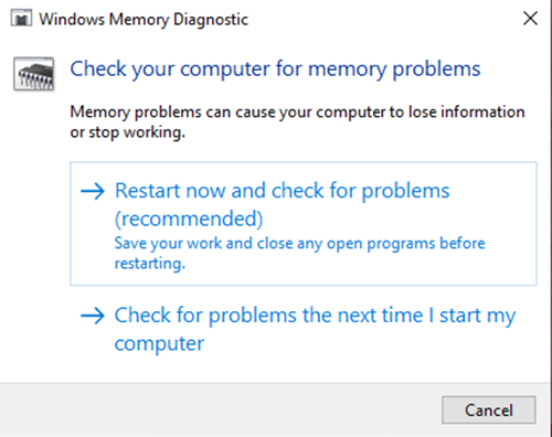 Diagnostics de la mémoire Windows