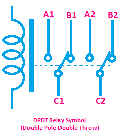 DPDT Relay Symbol, Double Pole Double Throw