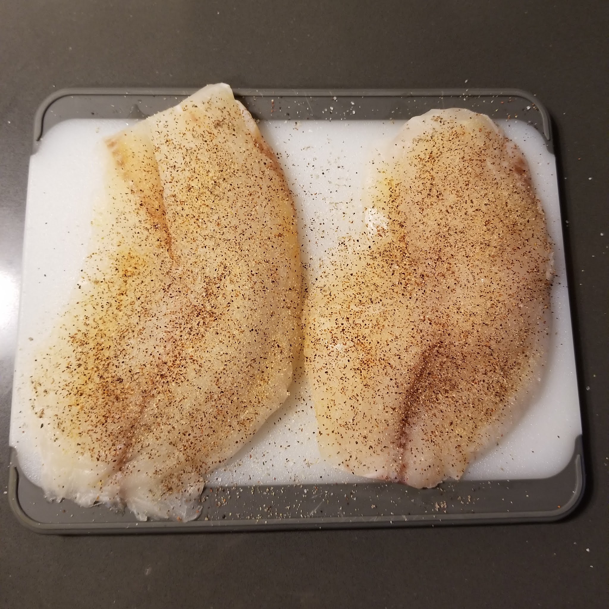 Tilapia, Pesto Zucchini Noodles, and Roasted Carrots and Parsnips