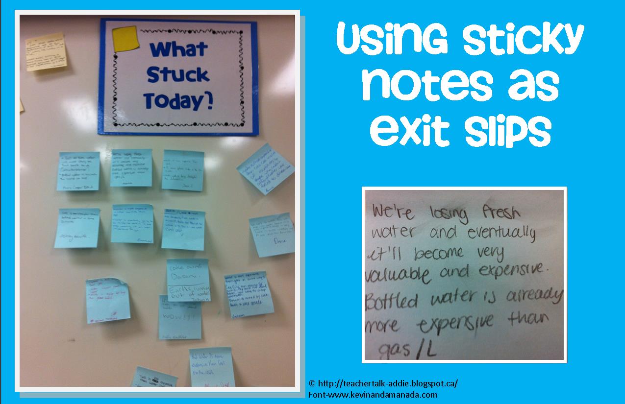 Exit Slips with Sticky Notes Addie Williams Teacher Talk
