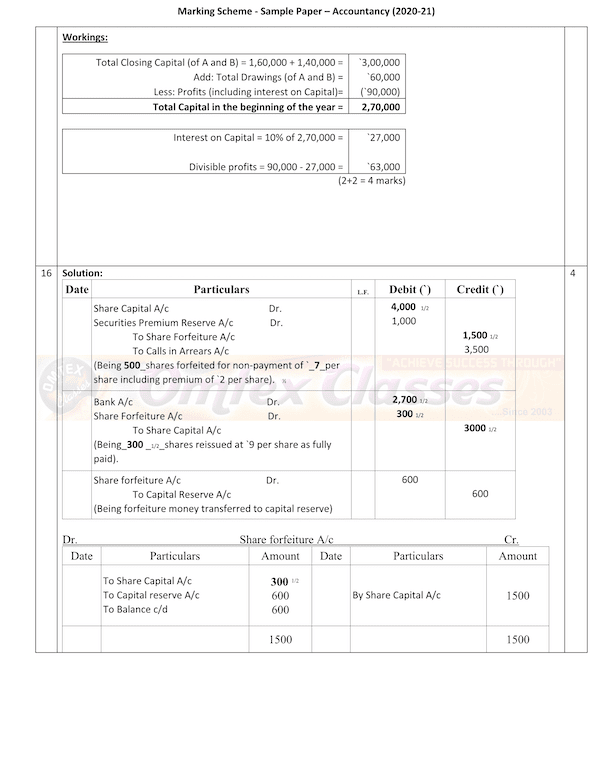 Accountancy MS Class XII Sample Question Paper & Marking Scheme for Exam 2020-21 Accountancy MS Class XII Sample Question Paper & Marking Scheme for Exam 2020-21